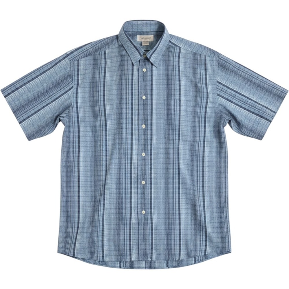 Sedgefield Mens Blue Striped Short Sleeve Button Down Shirt XL Pocket